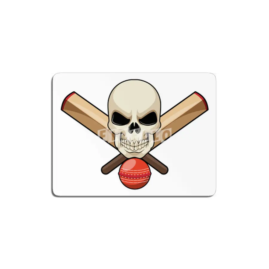 Skull at Cricket with Cricket bat MDF Tablo