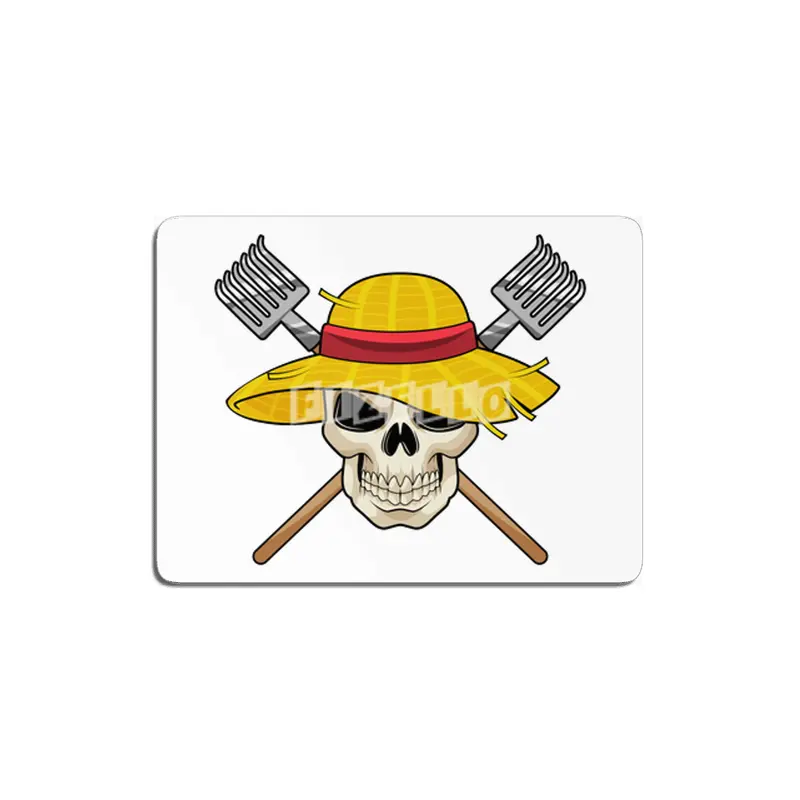 Skull with Hat as Farmer with Rake MDF Tablo
