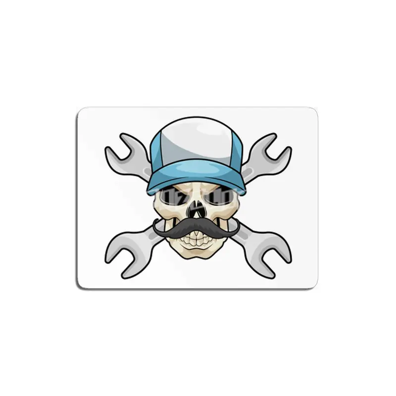 Skull with Mustache & Wrench MDF Tablo