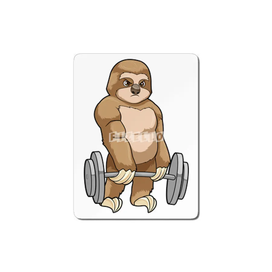 Sloth at Bodybuilding with Barbell MDF Tablo