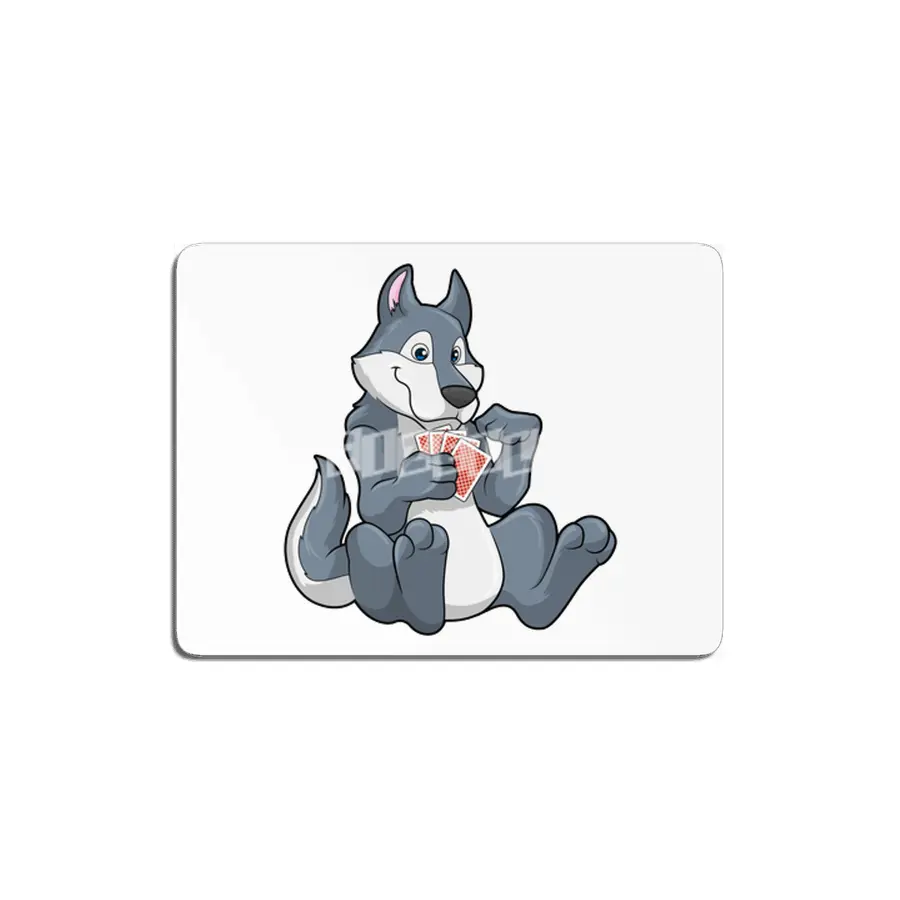 Wolf at Poker with Poker cards MDF Tablo