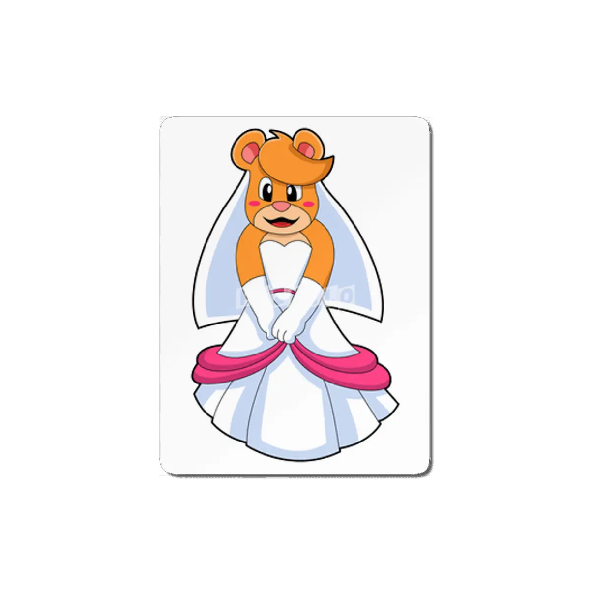 Bear with Wedding dress & Veil MDF Tablo