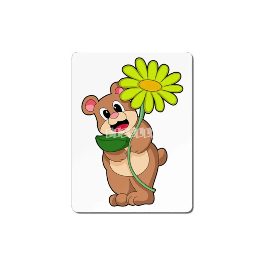 Bear with yellow Flower MDF Tablo