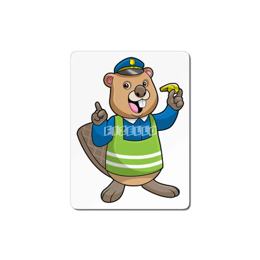 Beaver as Police officer with Whistle MDF Tablo