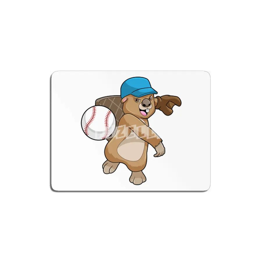 Beaver at Baseball Sports with Cap MDF Tablo