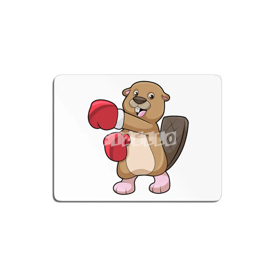 Beaver at Boxing with Boxing gloves MDF Tablo