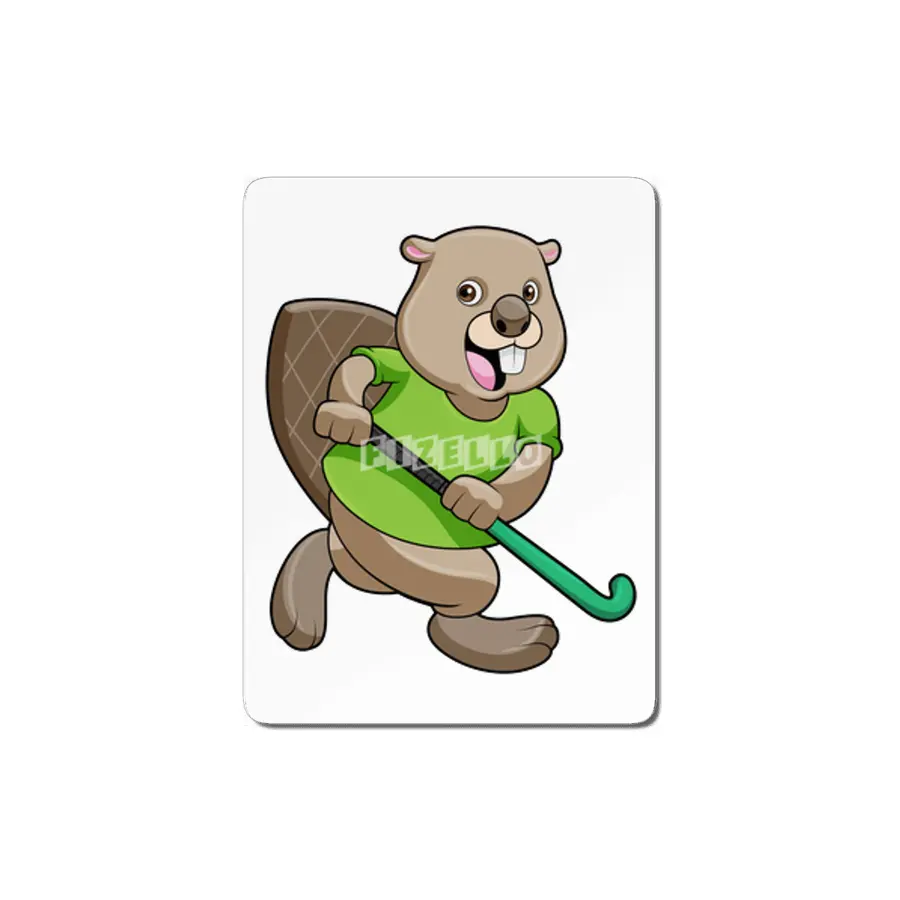 Beaver at Hockey with Hockey bat MDF Tablo