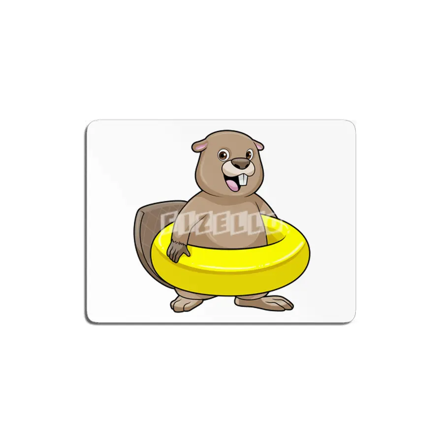 Beaver at Swimming with Swim ring MDF Tablo