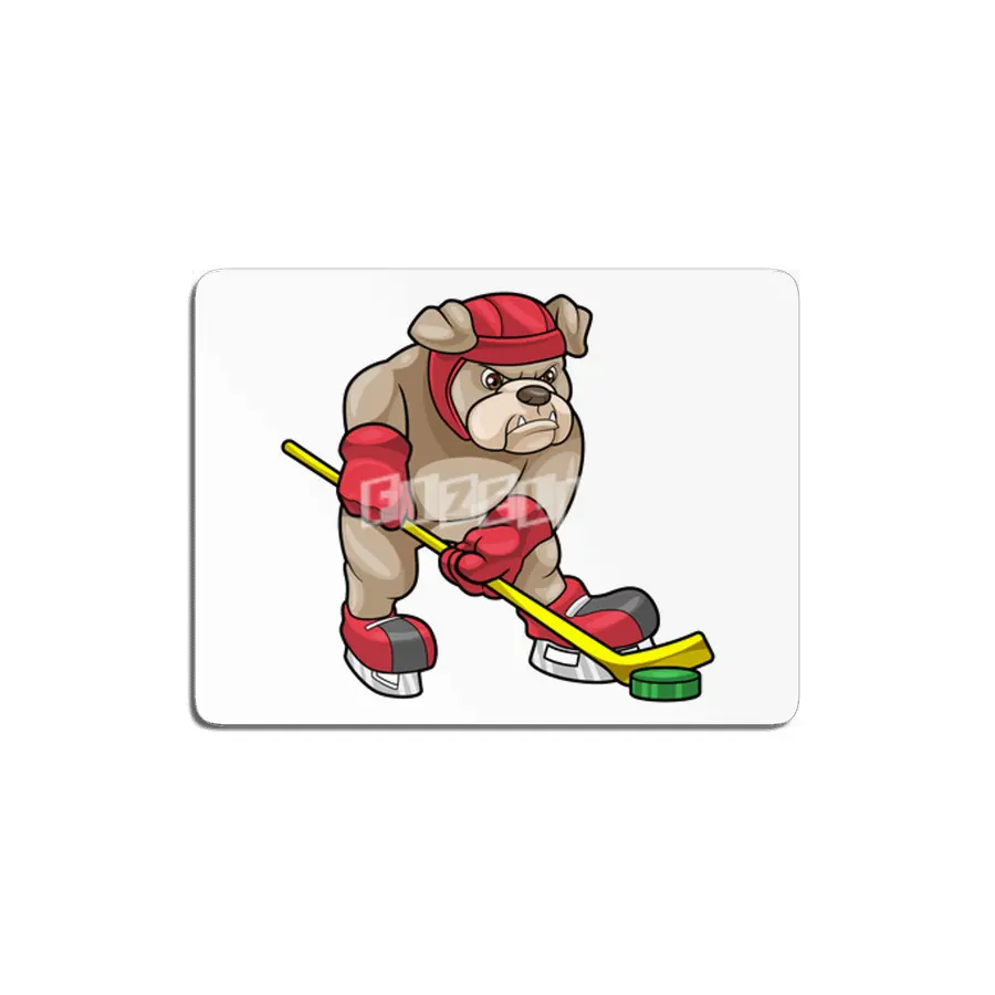 Bulldog at Ice hockey with Ice hockey stick MDF Tablo