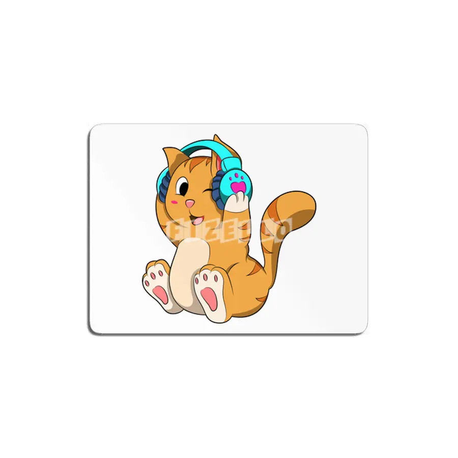 Cat - Music with Headphone MDF Tablo