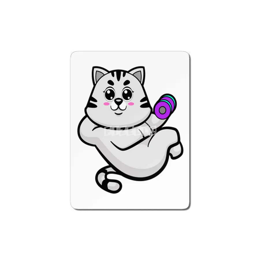 Cat as Bodybuilder with Dumbbell MDF Tablo