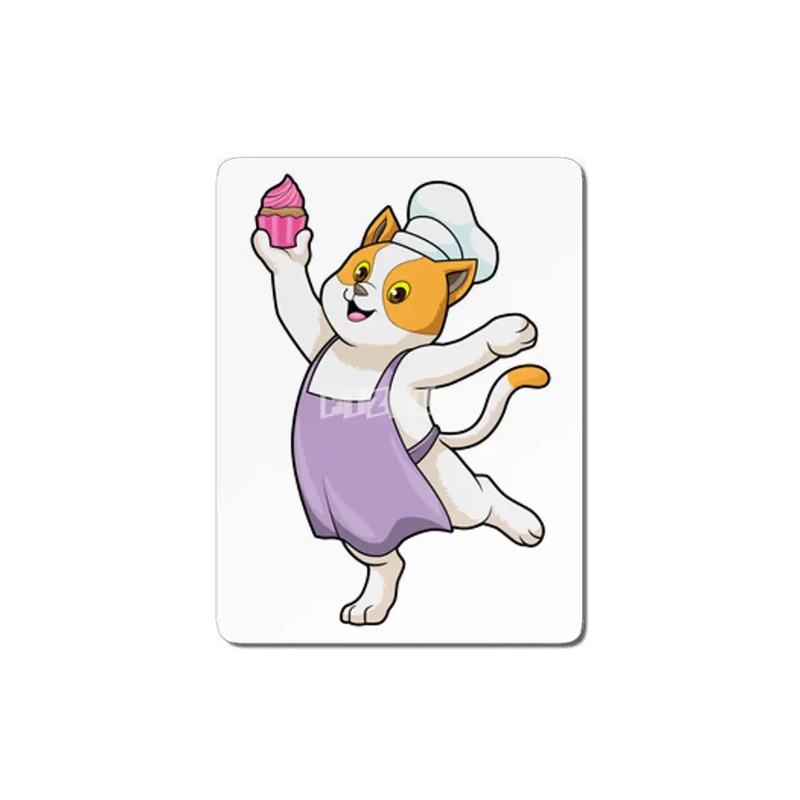 Cat as Cook with Cooking apron & Muffin MDF Tablo