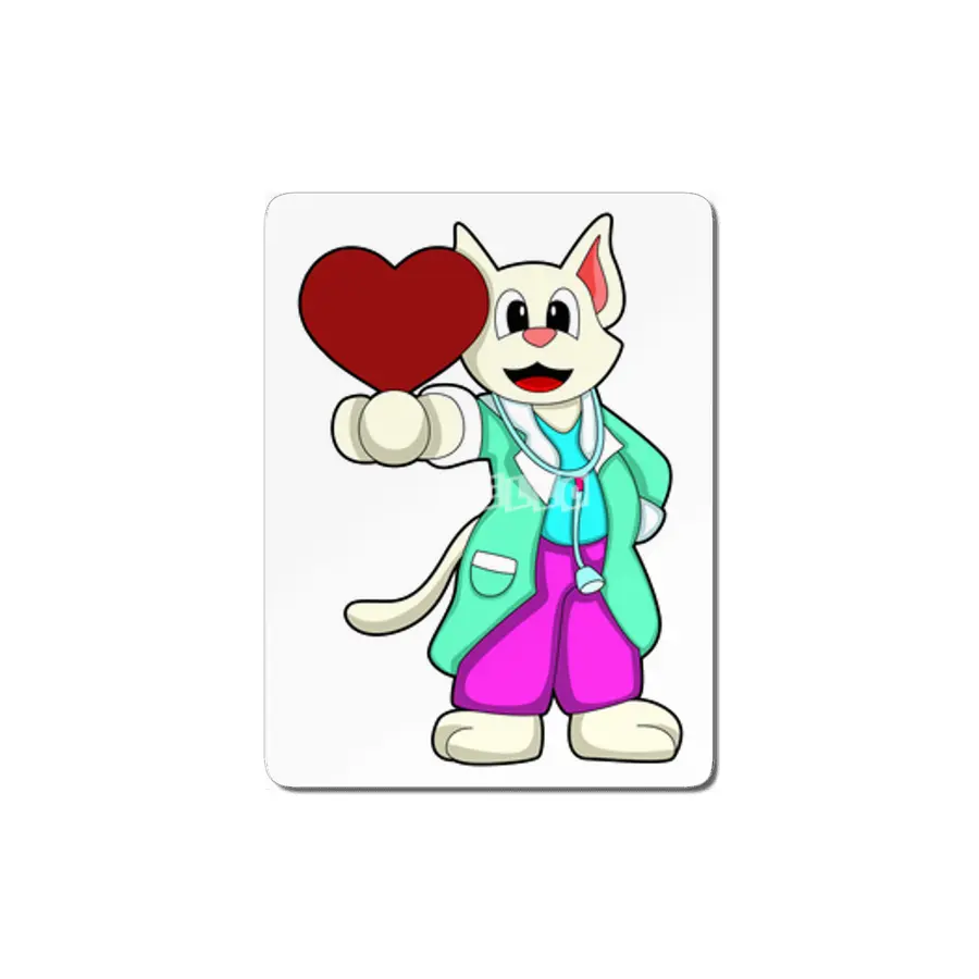 Cat as Doctor with Heart MDF Tablo