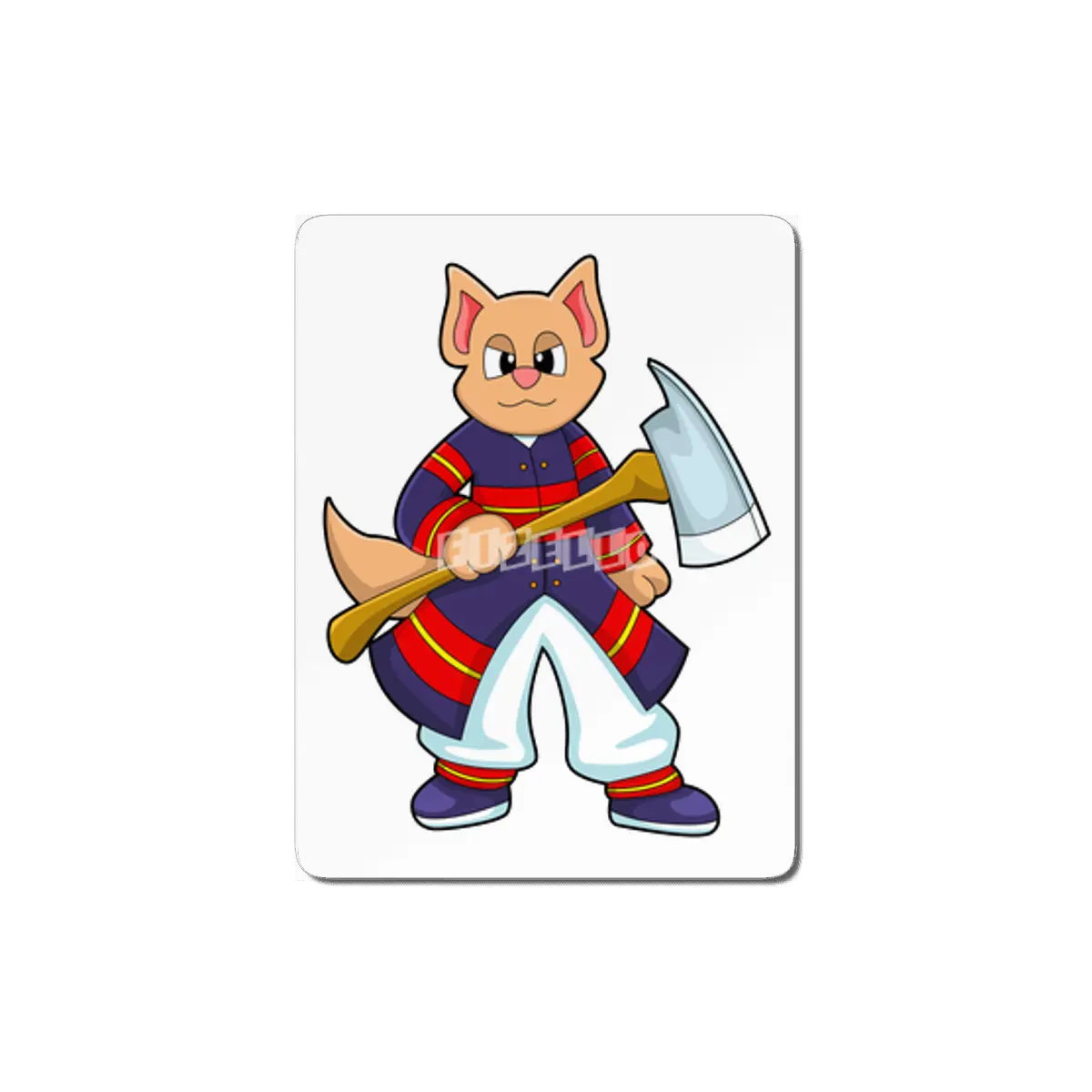 Cat as Firefighter at Fire department with Axe MDF Tablo