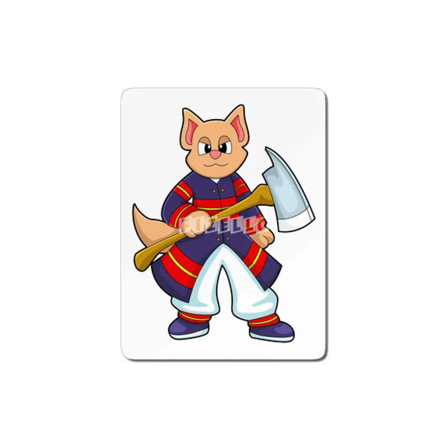 Cat as Firefighter at Fire department with Axe MDF Tablo