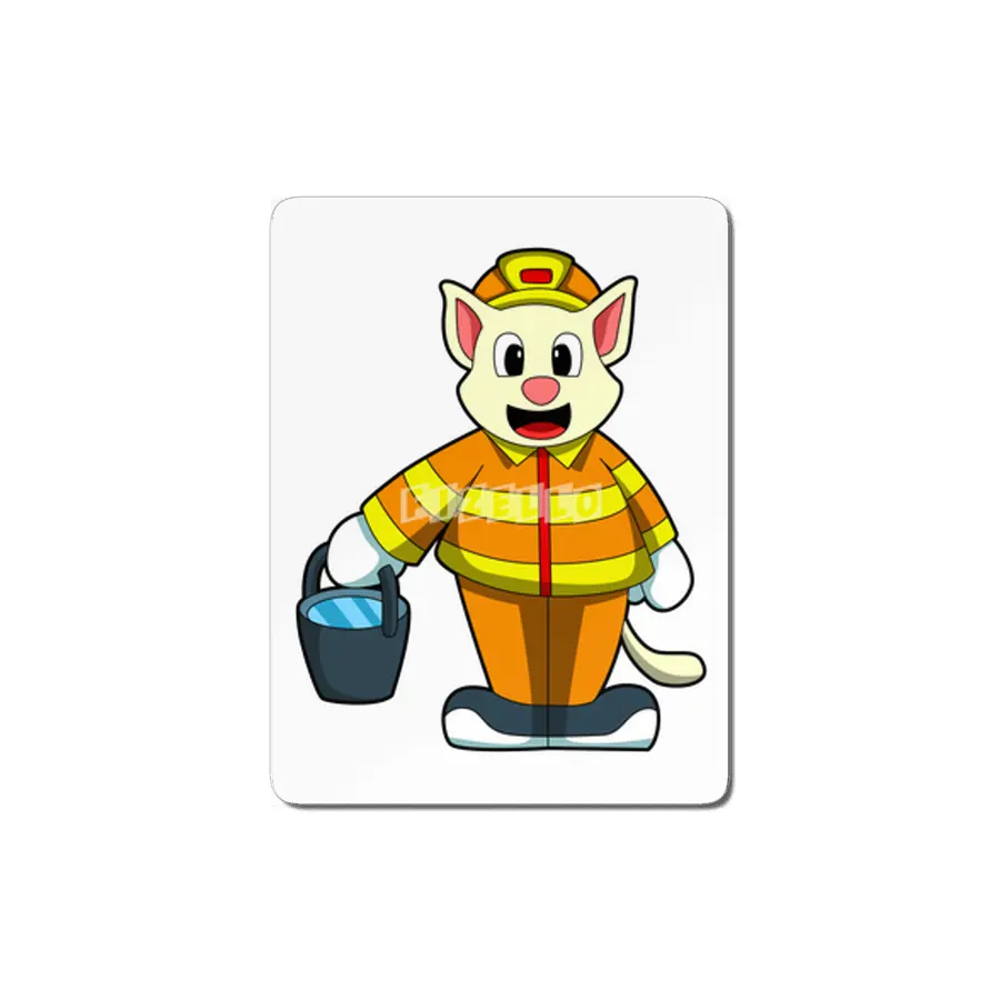 Cat as Firefighter with Bucket of Water MDF Tablo