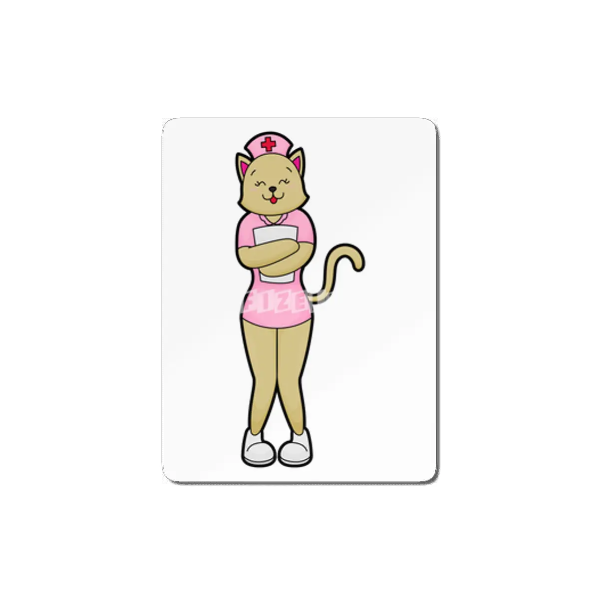 Cat as Nurse with Medical List MDF Tablo