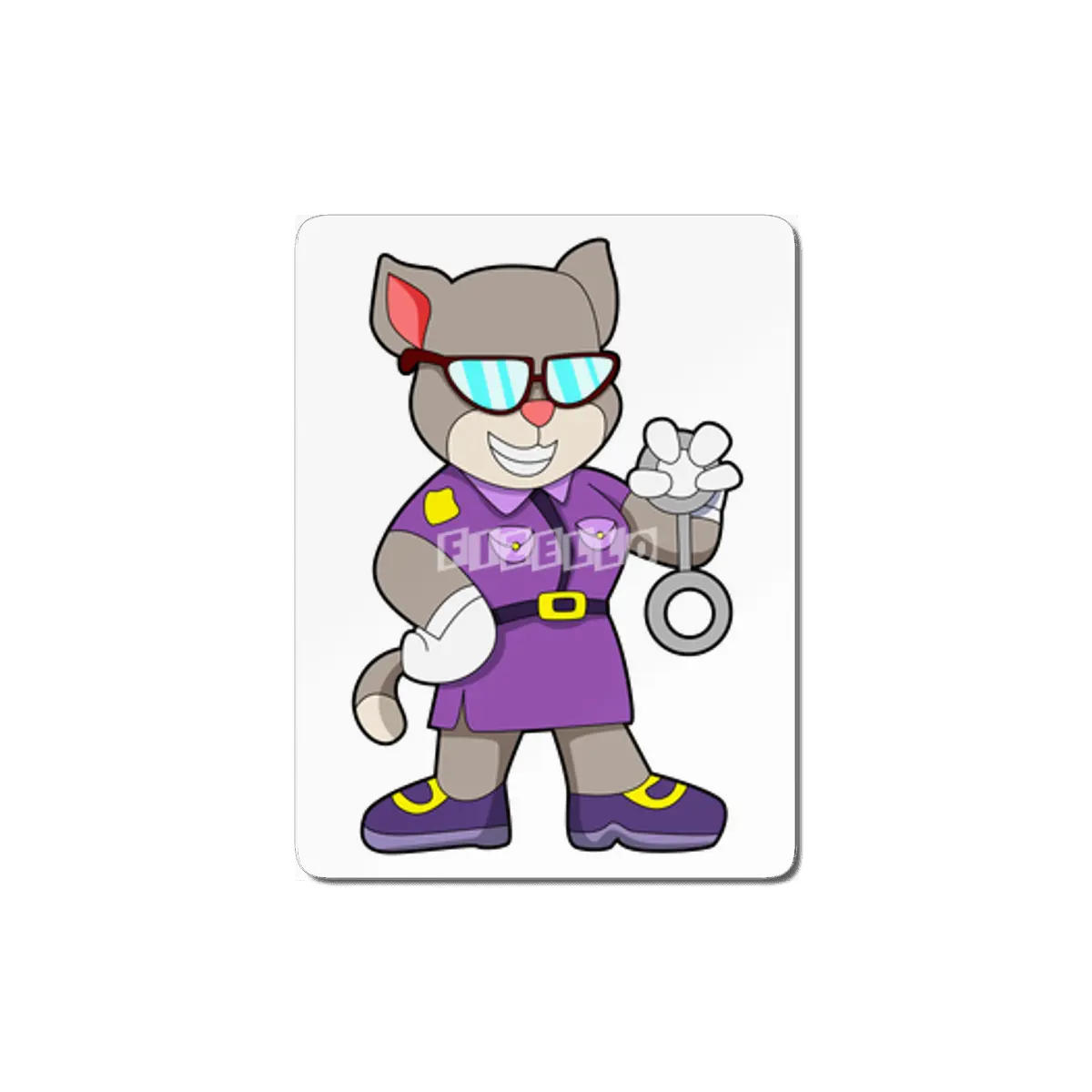 Cat as Policewoman with Gun - Police MDF Tablo