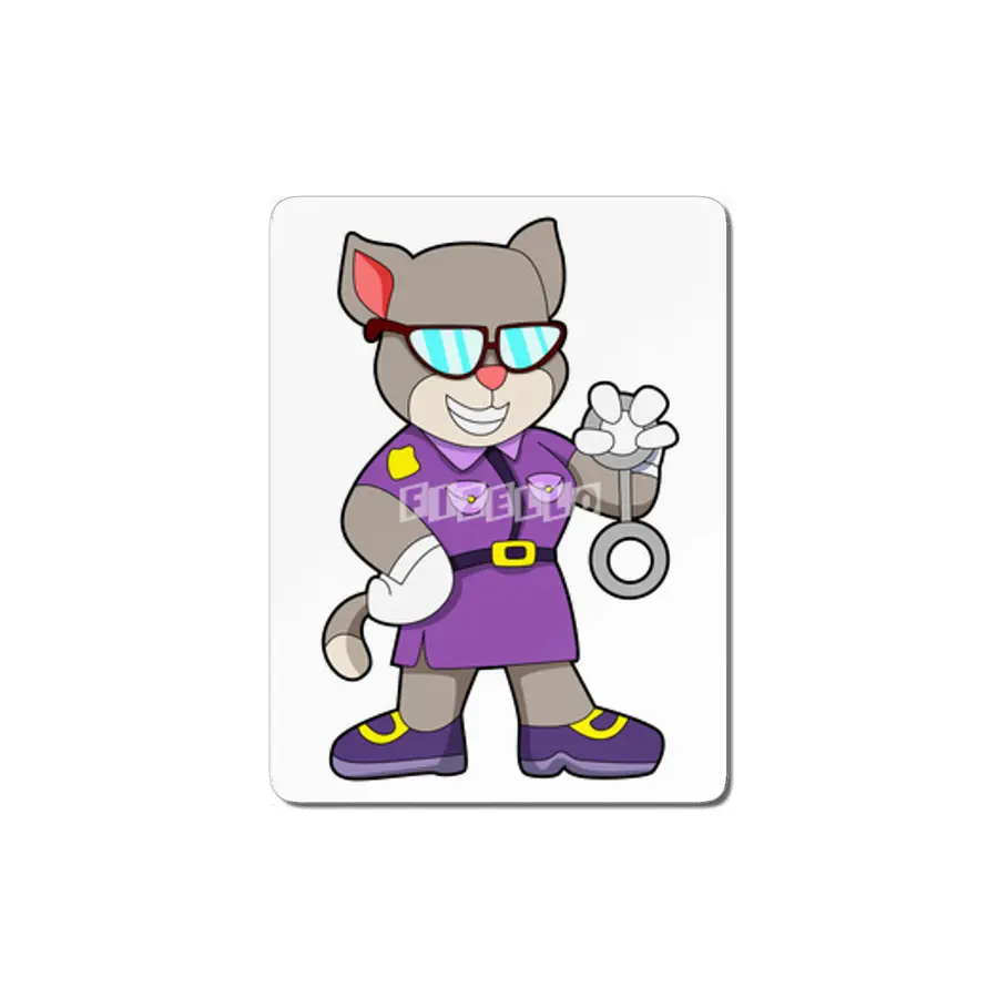 Cat as Policewoman with Gun - Police MDF Tablo