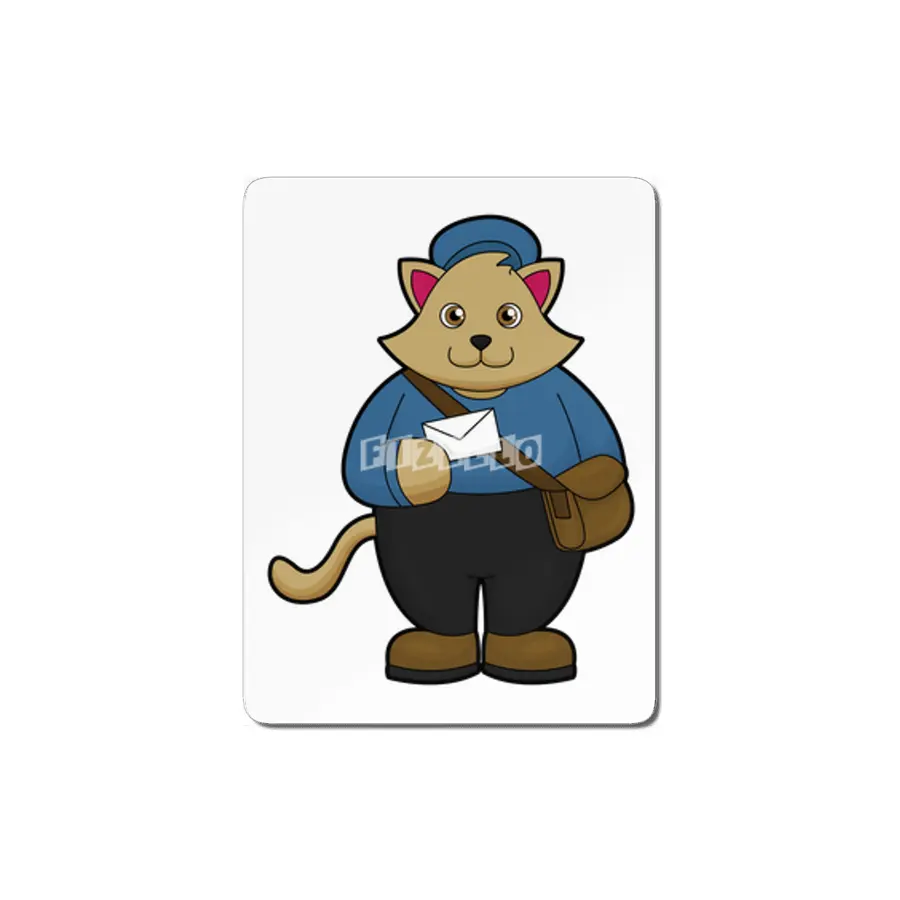 Cat as Postman with Envelope & Bag MDF Tablo