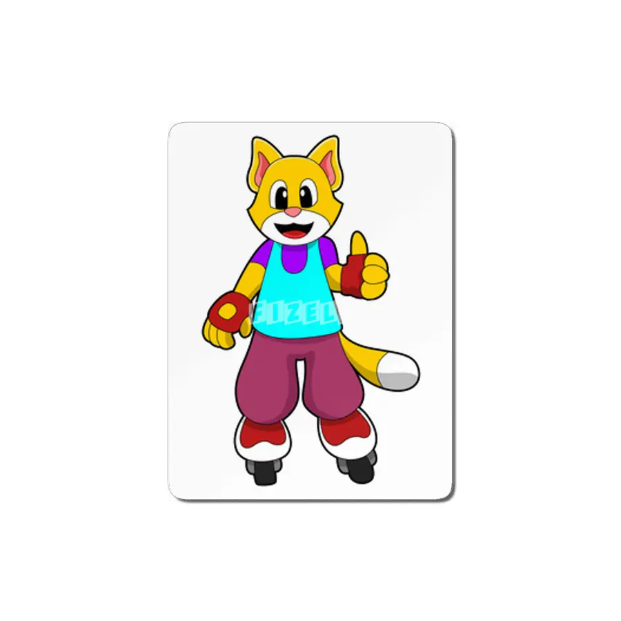 Cat as Skater with Inline skates MDF Tablo