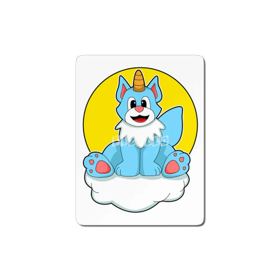 Cat as Unicorn on Clouds & Sun MDF Tablo