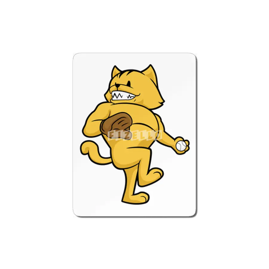 Cat at Baseball with Catch glove MDF Tablo