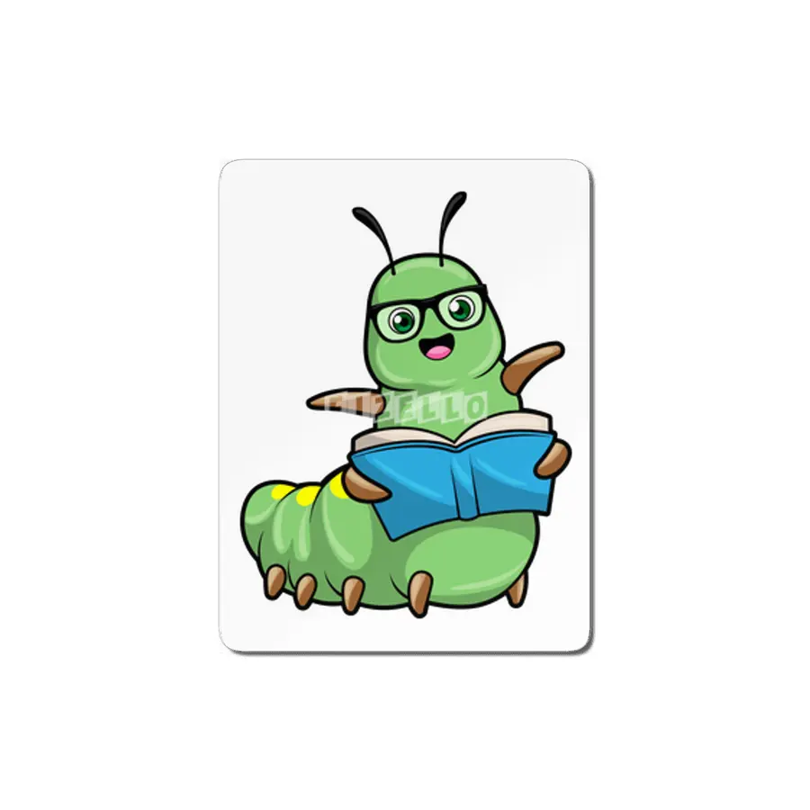 Caterpillar as Nerd with Book & Glasses MDF Tablo