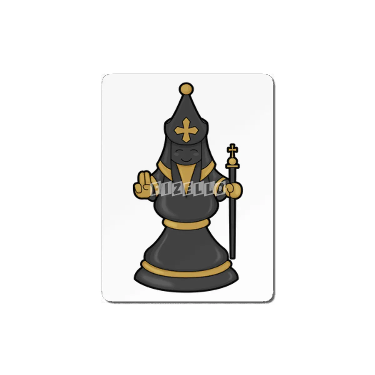 Chess piece Bishop at Chess with Staff MDF Tablo