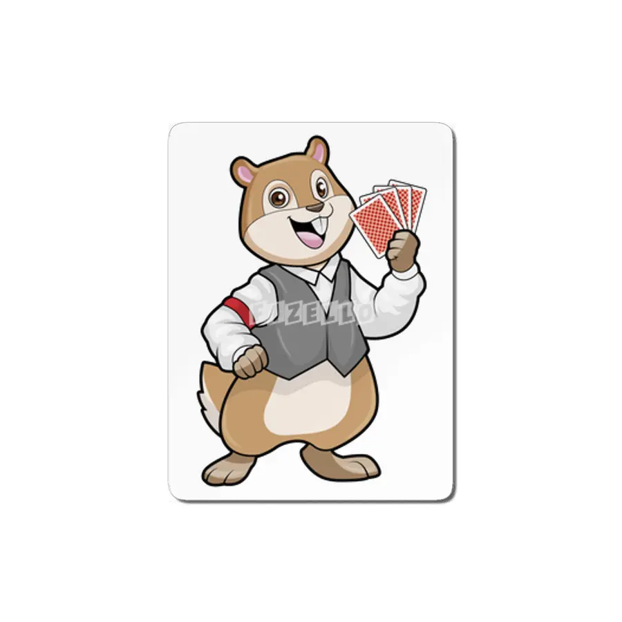 Chipmunk at Poker with Poker cards MDF Tablo