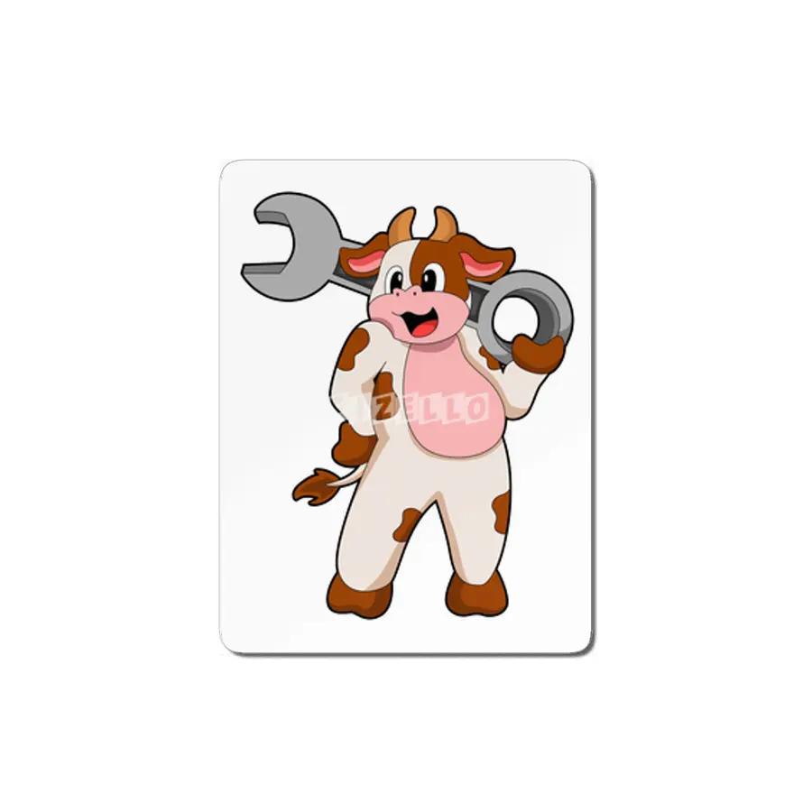 Cow as Mechanic with Wrench MDF Tablo