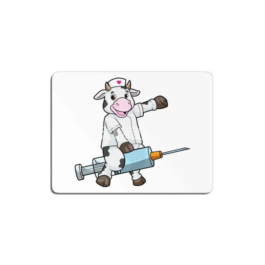 Cow as Nurse with Heart & Syringe MDF Tablo