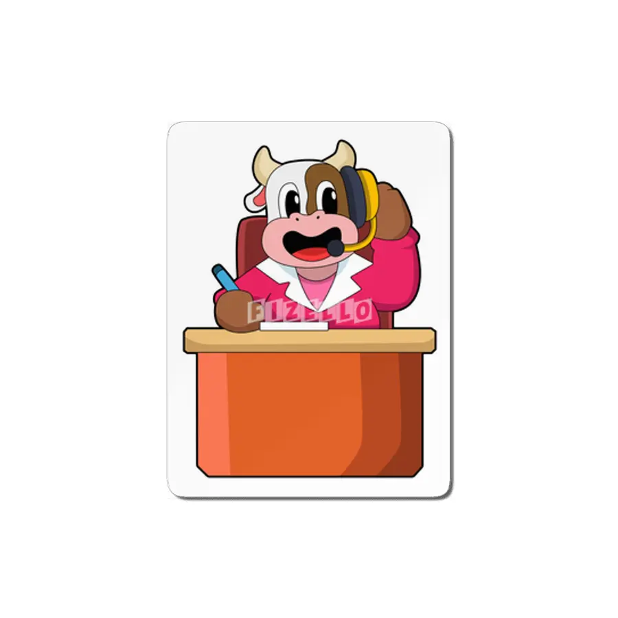 Cow as Secretary with Table MDF Tablo