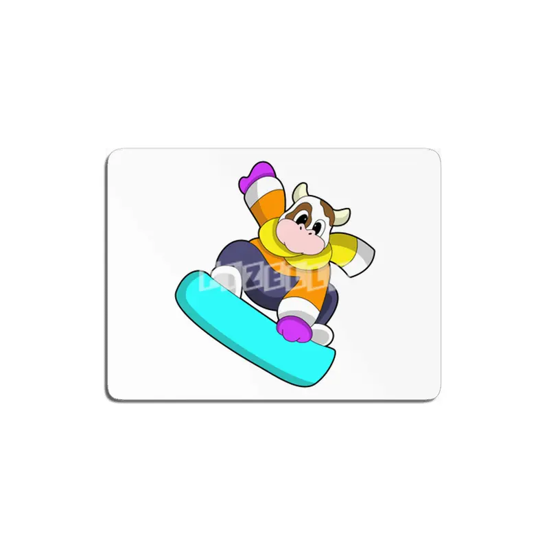 Cow at Snowboarding with Snowboard MDF Tablo