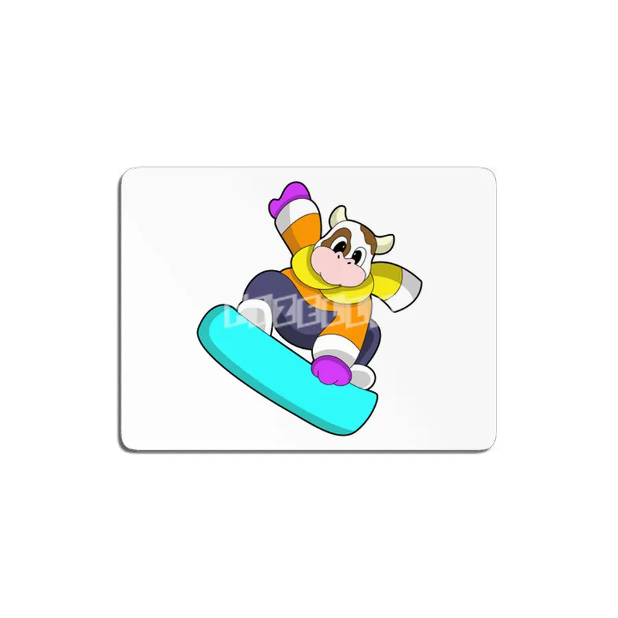 Cow at Snowboarding with Snowboard MDF Tablo