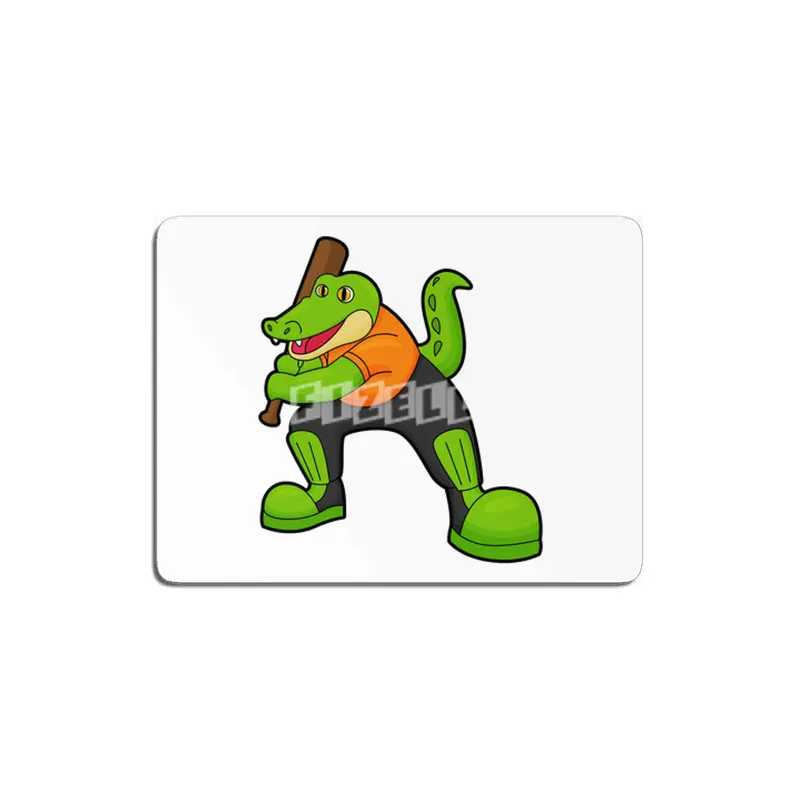 Crocodile at Cricket with Cricket bat MDF Tablo