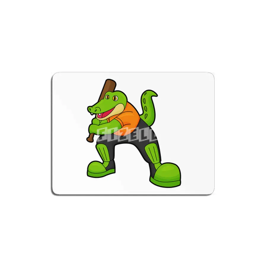 Crocodile at Cricket with Cricket bat MDF Tablo