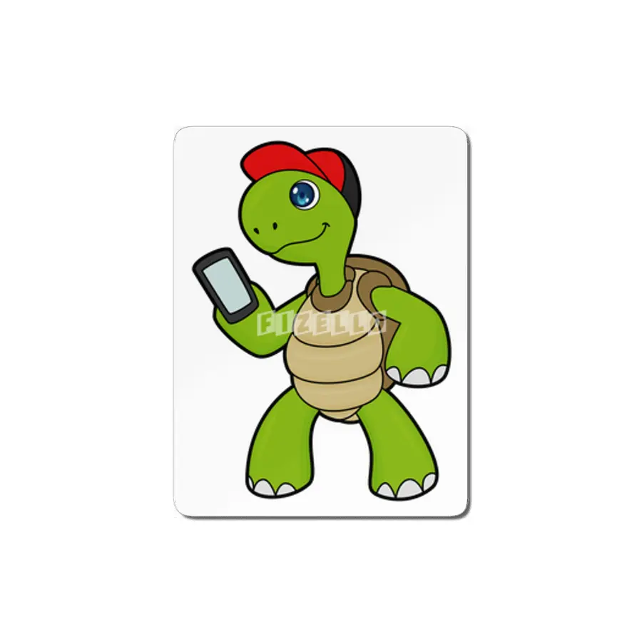 Turtle with Phone & Hat MDF Tablo