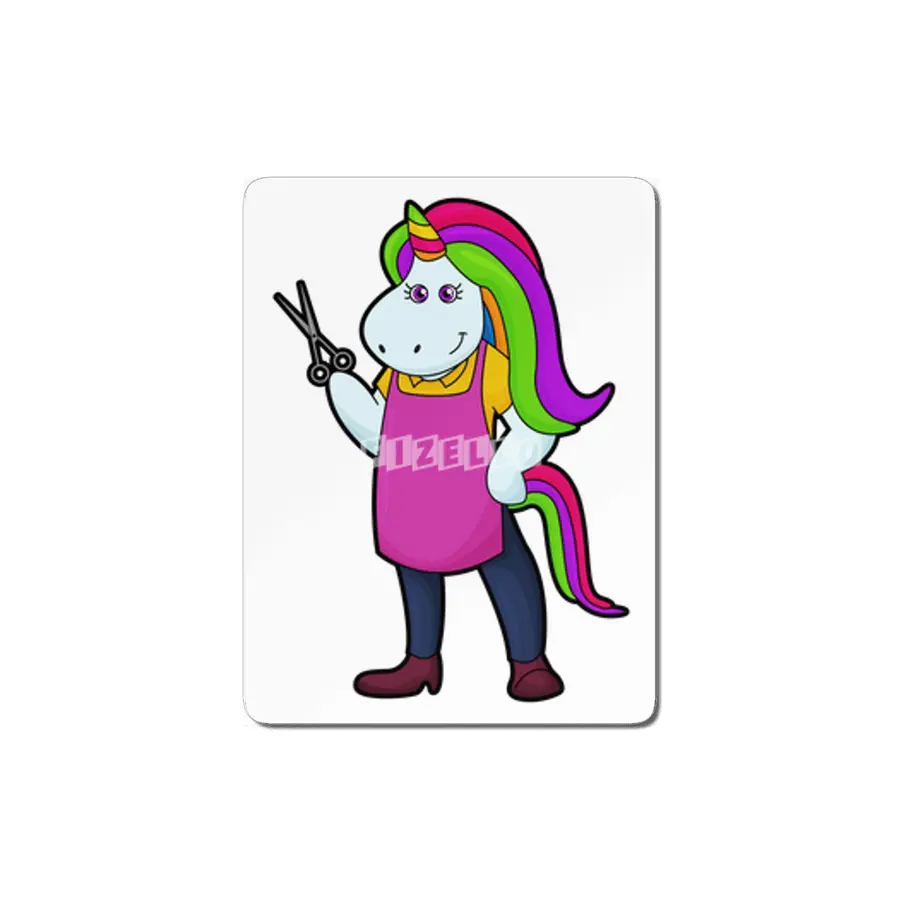 Unicorn as Hairdresser with Scissors MDF Tablo