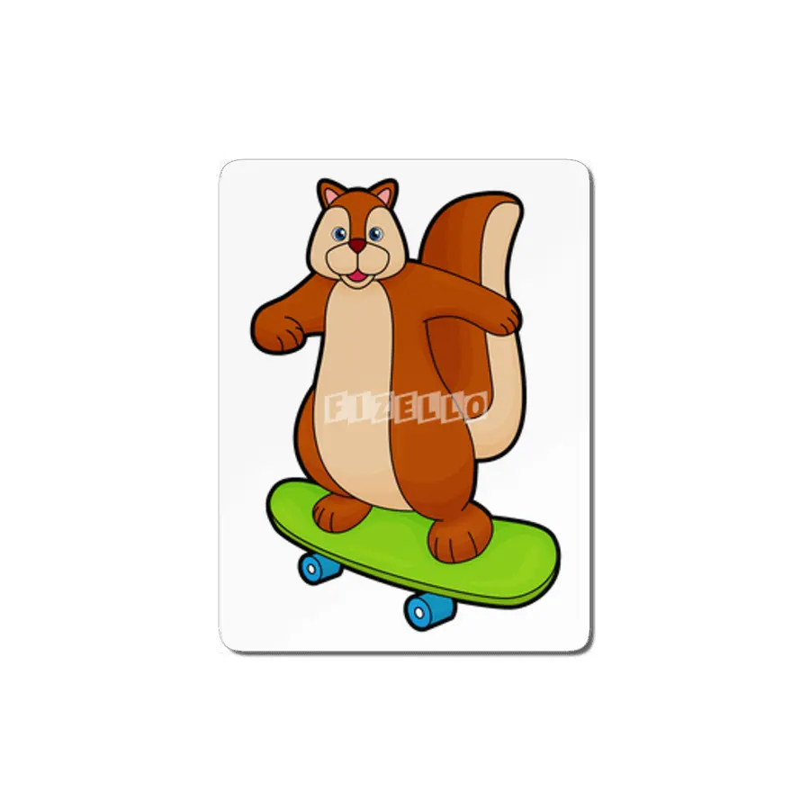 Squirrel as Skater with Skateboard MDF Tablo