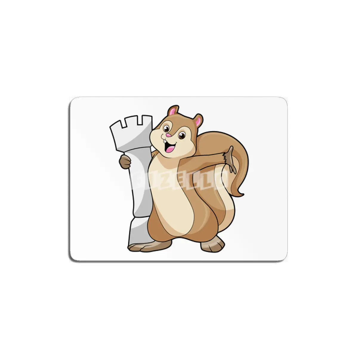 Squirrel at Chess with Chess piece King MDF Tablo
