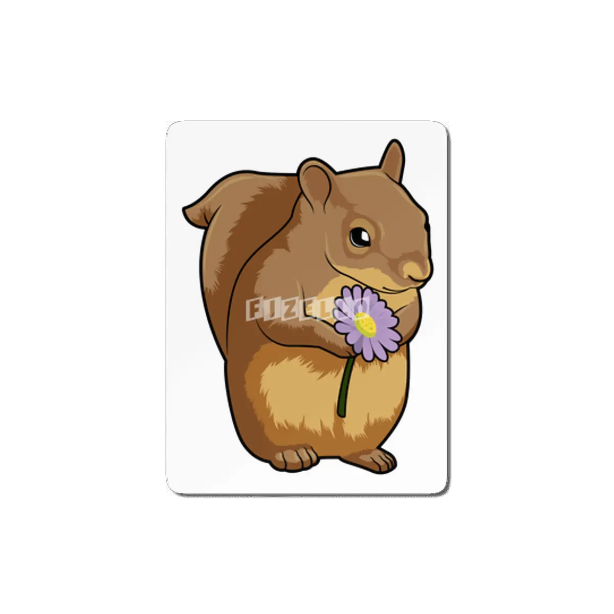Squirrel with purple Flower MDF Tablo