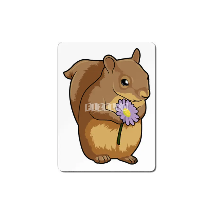 Squirrel with purple Flower MDF Tablo