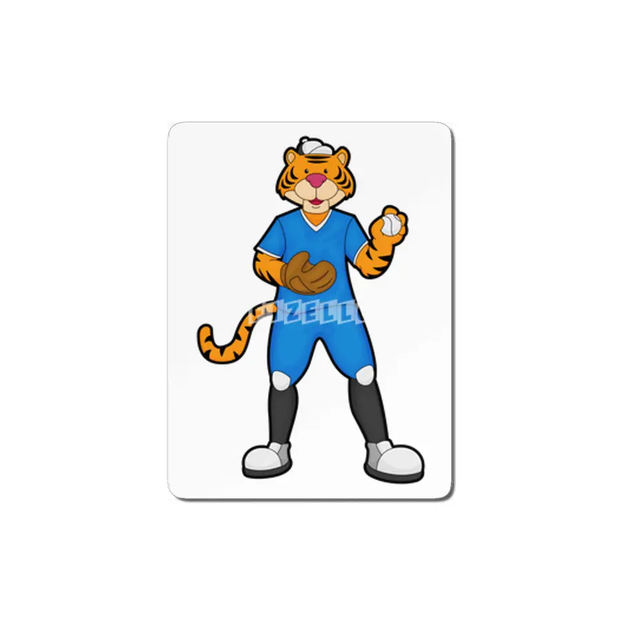 Tiger at Baseball with Baseball glove & Cap MDF Tablo
