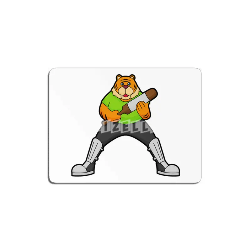 Tiger at Cricket with Cricket bat MDF Tablo