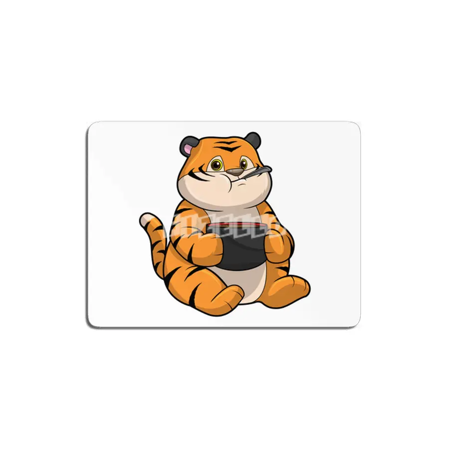 Tiger at Eating with Bowl MDF Tablo
