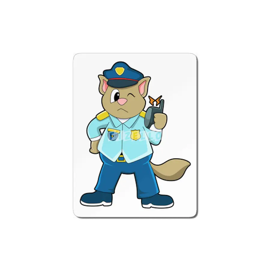 Tomcat as Police officer with Uniform & Microphone MDF Tablo