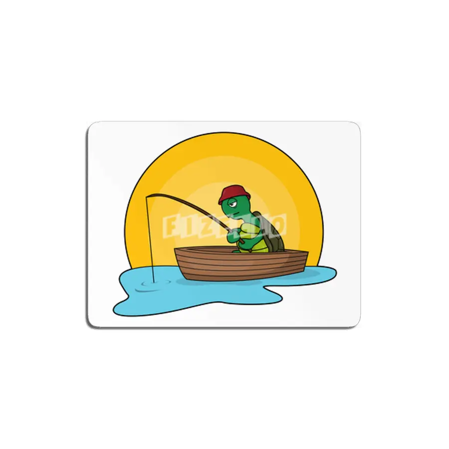 Turtle as Angler in Boat MDF Tablo