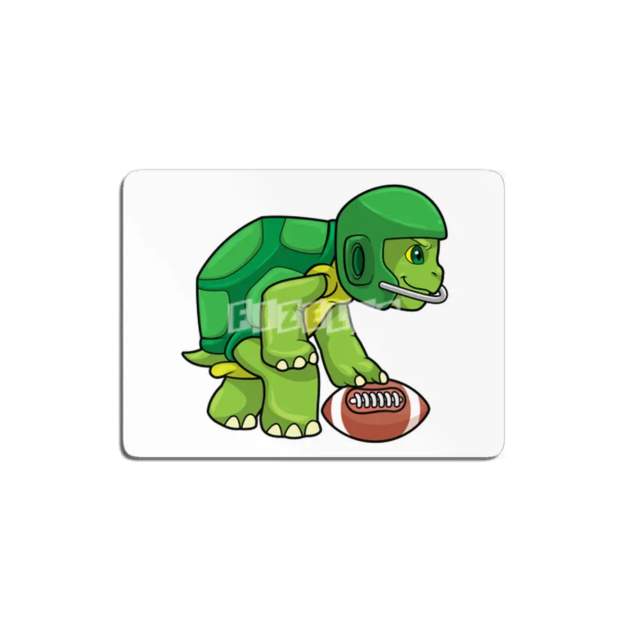 Turtle at Sports with Football & Helmet MDF Tablo