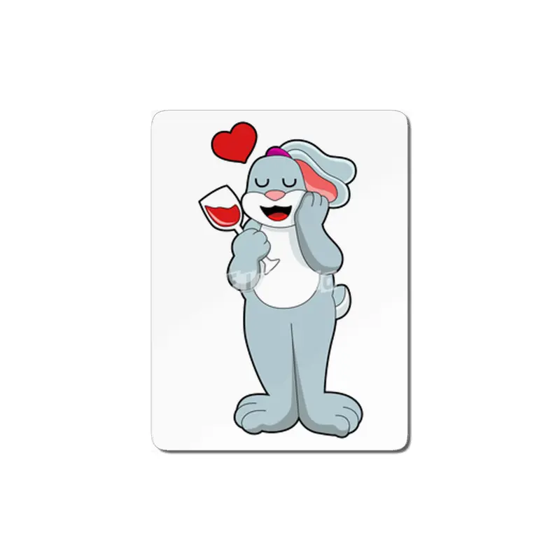 Rabbit with Glass of Wine & Heart MDF Tablo